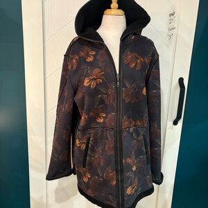 Reversible Floral Suede & Sherpa Hooded‎ Jacket XL/ Cozy Chic